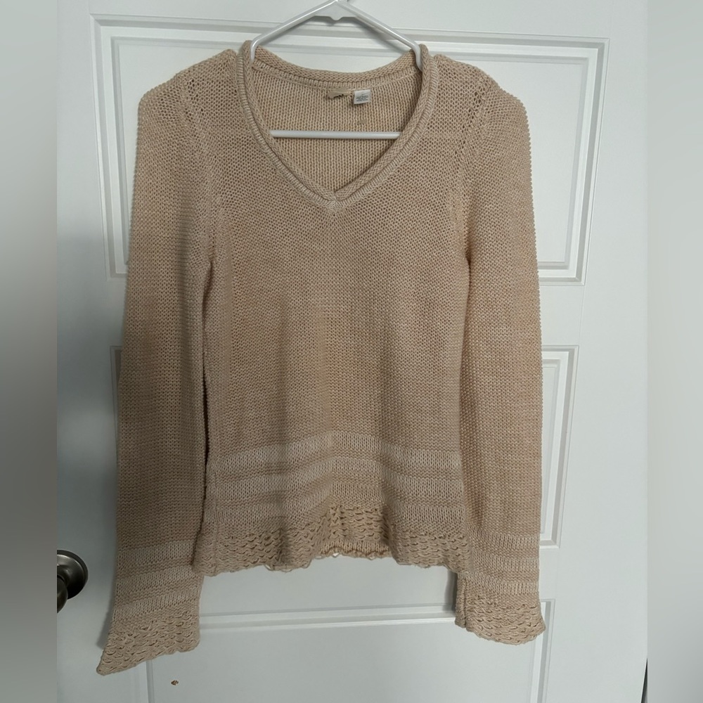 BP Women’s Knit V Neck Cream Sweater